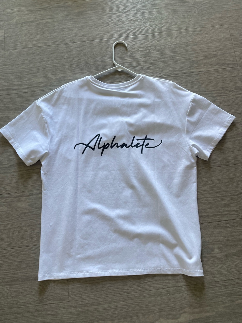 Alphalete White Short Sleeve Crew T-Shirt with Script Logo